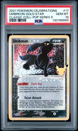 2021 Umbreon Gold Star Holo 17/17 Celebrations Classic Collection Pokemon PSA 10 - Image 1