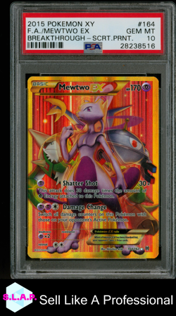 MEWTWO EX POKEMON 164/162 2015 XY BREAKTHROUGH SECRET PRINT ENGLISCH PSA 10 - Image 1