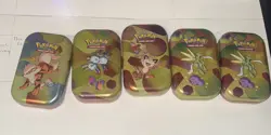 Pokemon TCG Scarlet & Violet 151 Mini Tins EMPTY! LOT OF 5 with type coins/ art - Image 1