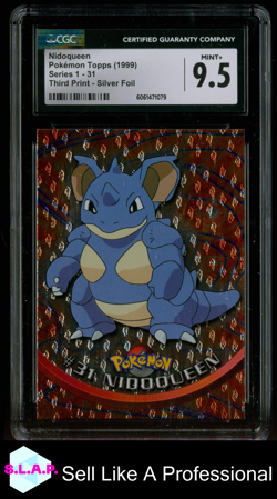 NIDOQUEEN POKEMON TOPPS #31 1999 SERIES 1-31 THIRD PRINT SILVER FOIL ENG CGC 9.5 - Image 1