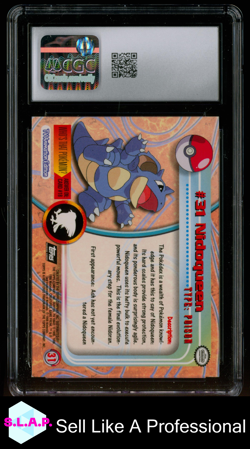 NIDOQUEEN POKEMON TOPPS #31 1999 SERIES 1-31 THIRD PRINT SILVER FOIL ENG CGC 9.5 - Image 2