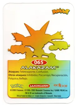 ALAKAZAM #065 LAMINCARD COLECCION POKEMON LAMINCARDS 2005 EDIBAS (USADA) - Image 2