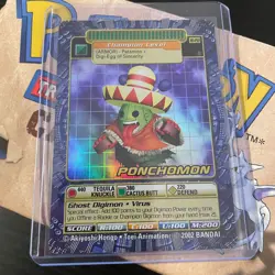 VINTAGE 2002 Ponchomon BO-250 HOLO FOIL DIGI BATTLE CARD NM - Image 1