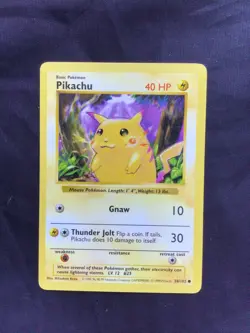 Pokemon Cards: Base Set Shadowless Common: Red Cheek Pikachu 58/102 - Image 1