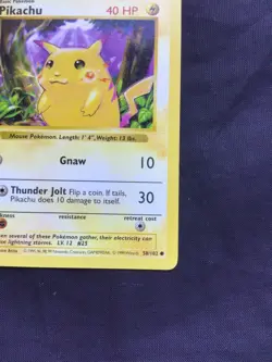 Pokemon Cards: Base Set Shadowless Common: Red Cheek Pikachu 58/102 - Image 4
