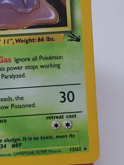 Muk Fossil Holo Rare Unlimited Pokemon Card 13/62 LP - Image 5