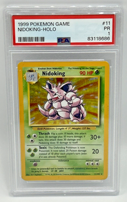 1999 Pokemon TCG Nidoking Base Set Holo Card 11/102 Rare Grade Of PSA 1 - Image 1