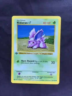 Pokemon Cards: Base Set 1st Edition Common: Nidoran M 55/102 - Image 1
