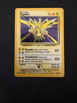 Zapdos 16/102 Holo Rare Base Set Pokemon Card - LP+ - Image 1