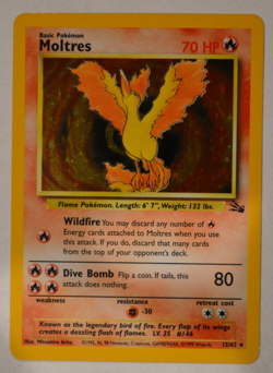 Pokemon TCG Moltres Fossil Holo Card 12/62 Base Set 1999 Wizards - Image 1