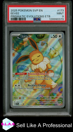 EEVEE PRISMATIC EVOLUTIONS ETB POKEMON SVP EN-SV BLACK STAR PROMO 2025 173 PSA 9 - Image 1