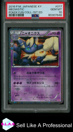 MEOWSTIC POKEKYUN COLL-1ST ED. POKEMON JAP XY POKEKYUN COLL 2016 017 PSA 10 - Image 1