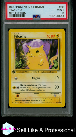 PIKACHU 1ST EDITION POKEMON GERMAN 1999 58 PSA 9 - Image 1