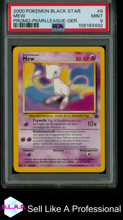 MEW PROMO-PKMN.LEAGUE-GER. POKEMON PROMO BLACK STAR 2000 8 PSA 9 - Image 1