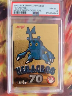 Pokemon Card Skaraborn Heracross Gold Foil Meiji Promo 2000 Holo Japanese PSA 8 - Image 2