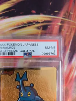 Pokemon Card Skaraborn Heracross Gold Foil Meiji Promo 2000 Holo Japanese PSA 8 - Image 4