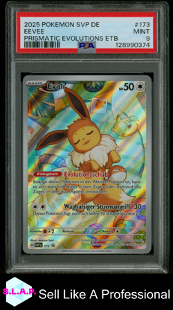 EEVEE PRISMATIC EVOLUTIONS ETB POKEMON GER SVP DE-SV BLCK STR PRM 2025 173 PSA 9 - Image 1