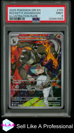 ROCKET'S HOUNDOOM ILLUSTRATION RARE POKEMON EN-DESTINED RIVALS 2025 191 PSA 9 - Image 1