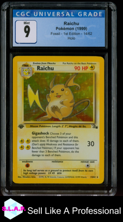 RAICHU FOSSIL - 1ST EDITION HOLO 14/62 POKEMON CGC 9 - Image 1