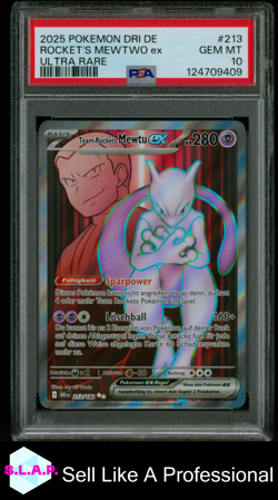 ROCKET'S MEWTWO EX ULTRA RARE POKEMON GERMAN DRI DESTINED RIVALS 2025 213 PSA 10 - Image 1