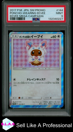 PONCHO-WEARING EEVEE EEVEE MEGA CAMPAIGN POKEMON JAP SM PROMO 2017 144 PSA 9 - Image 1