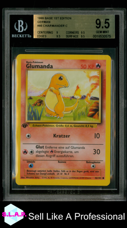 GLUMANDA POKEMON 46/102 1999 BASE-SET NON-HOLO DEUTSCH BGS 9.5 - Image 1