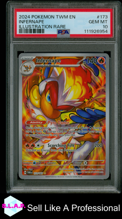 INFERNAPE ILLUSTRATION RARE POKEMON TWM EN-TWILIGHT MASQUERADE 2024 173 PSA 10 - Image 1