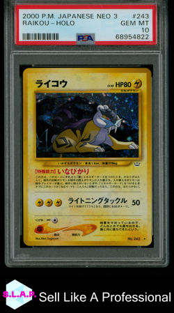 RAIKOU-HOLO POKEMON JAPANESE NEO 3 2000 243 PSA 10 - Image 1