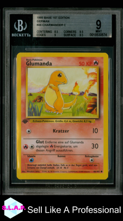 GLUMANDA POKEMON 46/102 1999 BASE-SET NON-HOLO DEUTSCH BGS 9 - Image 1