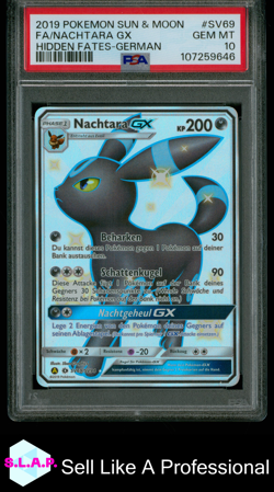 FA/NACHTARA GX HIDDEN FATES-GER POKEMON SUN & MOON HIDDEN FATES 2019 SV69 PSA 10 - Image 1
