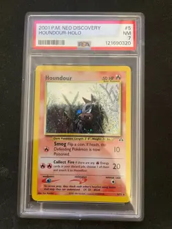 2001 Pokemon Neo Discovery Houndour #5 Holo Unlimited PSA 7 - Image 1