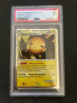 2010 POKEMON UNDAUNTED RAICHU PRIME #83 ULTRA RARE HOLO FOIL PSA 7 NM - Image 1