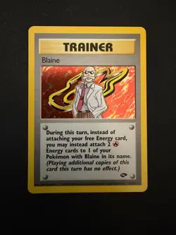Blaine 17/132 Holo Rare Trainer 2000 Pokemon Gym Challenge - LP+ - Image 1