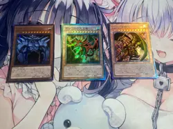 YuGiOh OCG Slifer Obelisk Ra Egyptian God QCCP-JP199,200 Ultimate Rare Near Mint - Image 2