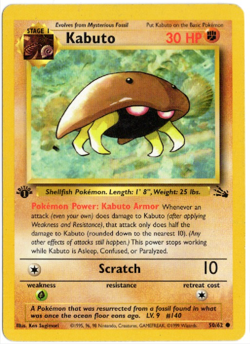 Kabuto 1st Edition 50/62 Fossil Set Pokemon Card - Image 1