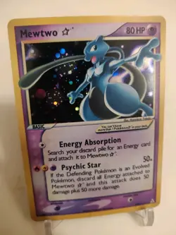 **Custom-made**High Quality, Gold Star Mewtwo"Display-card" - Image 1