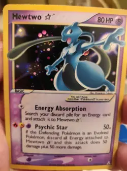 **Custom-made**High Quality, Gold Star Mewtwo"Display-card" - Image 3