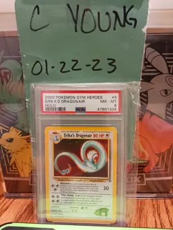 PSA 8 - Pokemon Card - Gym Heroes 4/132 - ERIKA'S DRAGONAIR (holo) NM-MT - Image 1