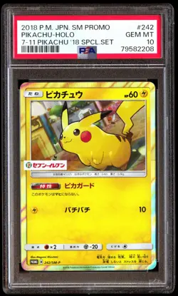 PSA 10 Gem Mint Pikachu 242/SM-P 7-11 2018 Special Set Japanese Graded Card - Image 1