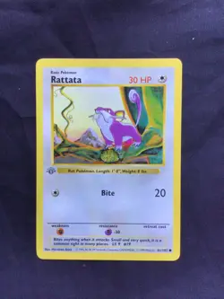 Pokemon Cards: Base Set 1st Edition Common: Rattata 61/102 - Image 1