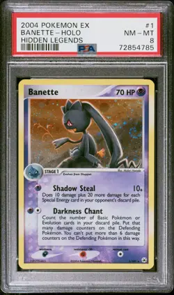 Pokemon Card Banette 1/101 Holo EX Hidden Legends SWIRL PSA 8 NM-MT - Image 1