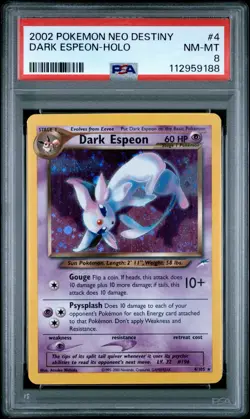 Pokemon Dark Espeon Neo Destiny Unlimited Holo Rare #4 PSA 8 4/105 NM-MT - Image 1