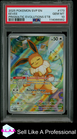 EEVEE PRISMATIC EVOLUTIONS ETB POKEMON SVP EN-SV BLACK STAR PRM 2025 173 PSA 10 - Image 1