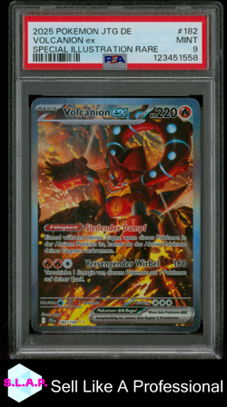 VOLCANION EX SPEC ILLU RARE POKEMON GERMAN DE-JOURNEY TOGETHER 2025 182 PSA 9 - Image 1