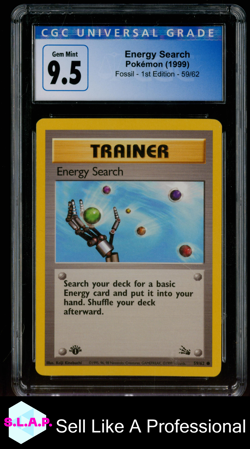ENERGY SEARCH FOSSIL - 1ST EDITION 59/62 POKEMON CGC 10 - Image 1