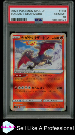RADIANT CHARIZARD POKEMON JP SVJL-BATTLE MASTER DECK TERASTAL EX 2024 003 PSA 10 - Image 1