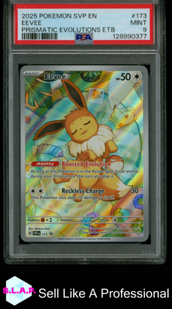 EEVEE PRISMATIC EVOLUTIONS ETB POKEMON SVP EN-SV BLACK STAR PROMO 2025 173 PSA 9 - Image 1