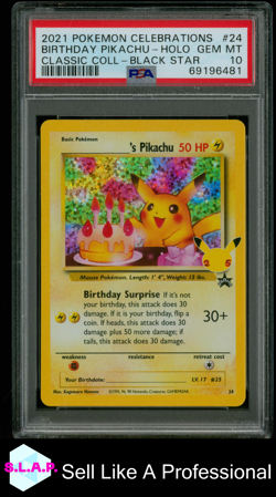 BIRTHDAY PIKACHU-HOLO CLASSIC COLL-BLCK STR POKEMON CLSC. COLL. 2021 24 PSA 10 - Image 1