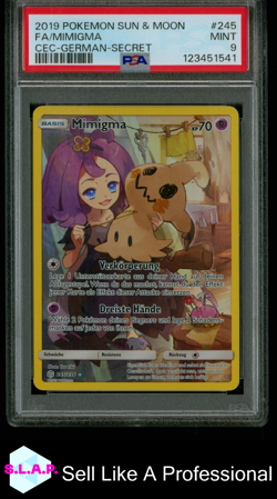 FA/MIMIGMA CEC-GERMAN-SECRET POKEMON SUN & MOON COSMIC ECLIPSE 2019 245 PSA 9 - Image 1