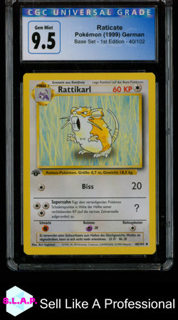 RATICATE BASE SET - 1ST EDITION 40/102 POKEMON CGC 10 - Image 1